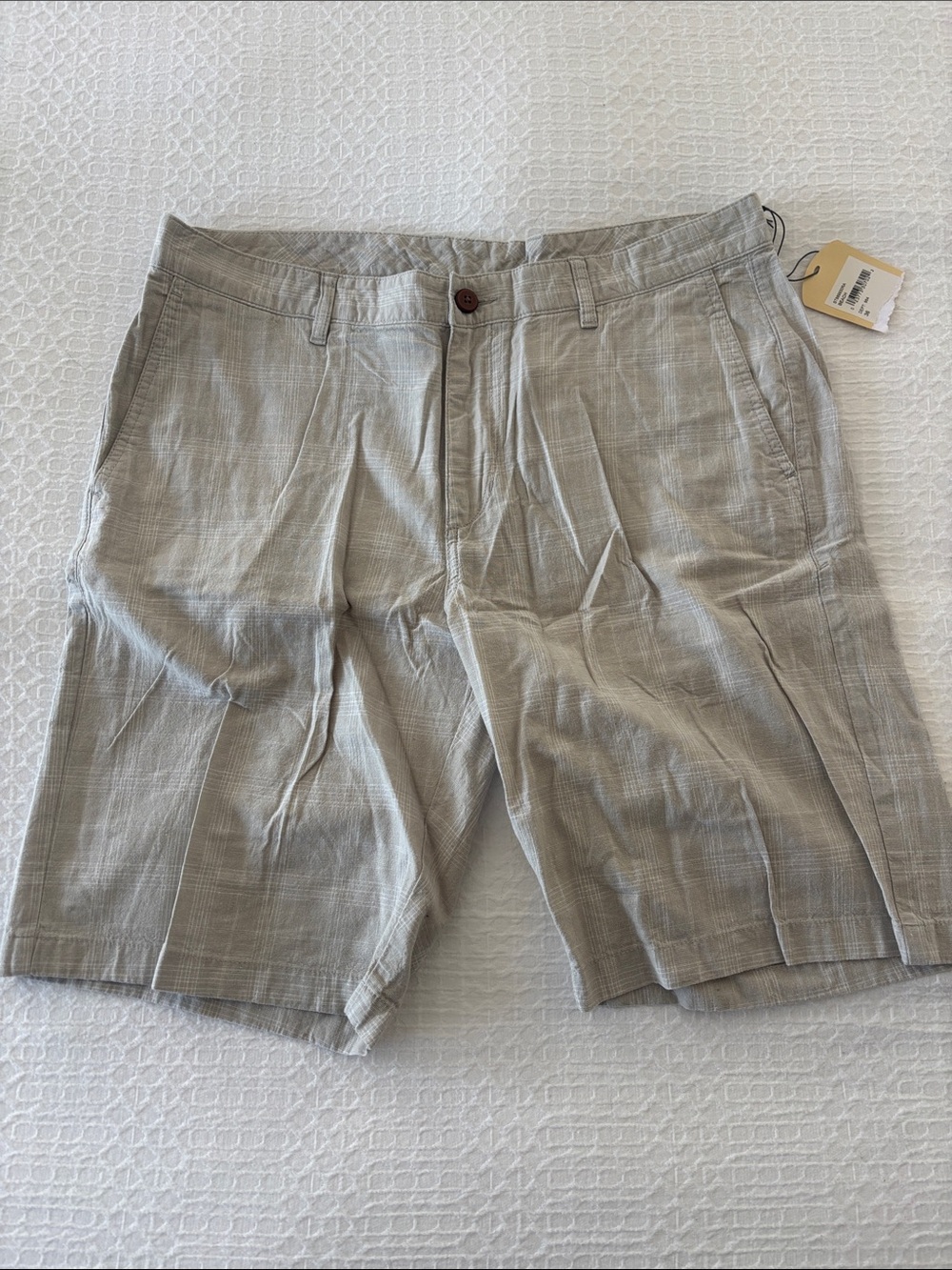 Tommy Bahama Light Tan Plaid Flat Front Shorts